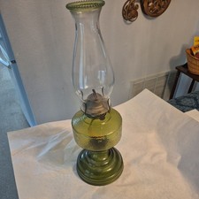 Vintage P&A Emerald Green Glass Hurricane Oil Lamp 18