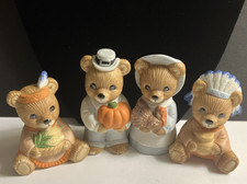 THANKSGIVING BEARS Set #2...Porcelain Figurines #5312 Vintage HOMCO... picture