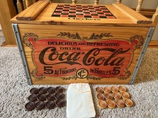 Vintage 1993 Coca-Cola Coke Atlanta With Checkers Wooden Wood Storage Box Crate picture