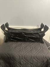 Vintage Hand Carved Wood Mermaid Desk Organizer Box Felt Lined Letter Tray Caddy picture