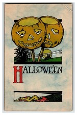 Vintage Rare Blue Tie Dye Halloween Jack-O'-Lantern Postcard 1913 Gibson Art Co picture