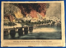 Original Currier and Ives lithograph Print - The Fall of Richmond 1865 Civil War picture