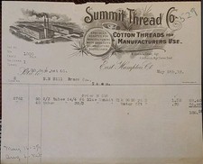 1910 Summit Thread Co Cotton Threads Billhead Receipt East Hampton Connecticut picture