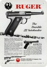 1966 RUGER MODEL .22 & MARK I BULL BARREL GUN * DECORATIVE REPLICA METAL SIGN * picture