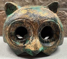 Vtg Japanese Cast Iron Owl Incense Burner REPLACEMENT HEAD LID ONLY picture