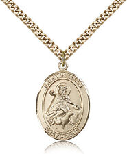 Saint William Of Rochester Medal For Men - Gold Filled Necklace On 24 Chain ... picture