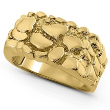 Solid Classic Nugget Face Of Ring-11mm x 16.5mm In 14k Yellow Gold Plated picture