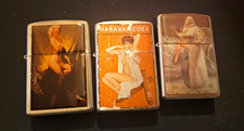 Zippo Lot of 3 Collectible Lighters w/ Pin-Up Designs incl. Habana Cuba picture