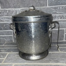 VTG Rodney Kent Hammered Aluminum Ice Bucket+Tongs Tulip Design 1950s insulated picture
