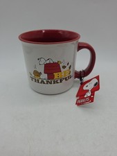 Peanuts Snoopy  'Be Thankful' Big Mug 21oz Fall Leaves Turkey Thanksgiving red/w picture