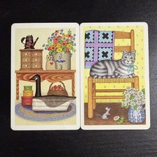 VTG Cottage Core Scene With Kitty Cats Single Swap Playing Card Companions picture
