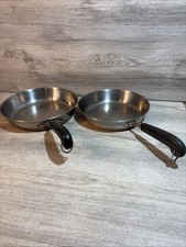 Set of 2 Revere Ware Vintage Copper Bottom Skillets  9.5