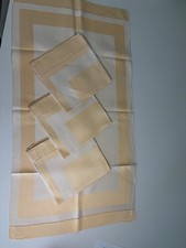 Lot Of 4 fine vintage linen  hemstitched border, color blookedpanel 21by39 picture