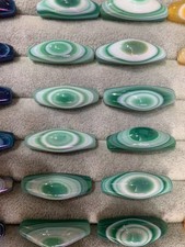 12Pcs Excellent Tibetan Natural Green Agate Dzi *Sky Eyed* Horn Shaped Beads picture