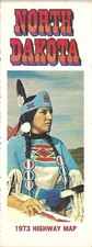 1973 NORTH DAKOTA Official Indexed Highway & Pictorial Roughrider Country Map  picture
