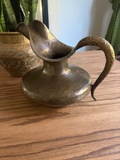Rare Vintage 1940s Egidio Casagrande Hammered Brass Pitcher Made In Italy picture