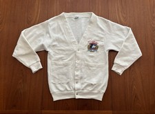 Vintage 80’s Walt Disney Mickey Mouse Fleece Cardigan Men’s Med White Irregular picture