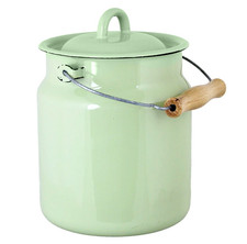 Novomoskovsk Green Enamel Milk Can Rustic Vintage Style Pail 3.5 qt Бидон picture