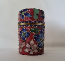 BEAUTIFUL VINTAGE CLOISSONE TRINKET BOX TOOTHPICK HOLDER picture