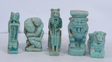 5 PHARAONIC ANCIENT EGYPTIAN ANTIQUE Isis, Queen, Abes, Sekment Statues (GH) picture