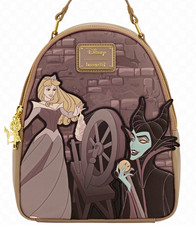 Loungefly Disney Sleeping Beauty Maleficent Mini Backpack Brown Beige Black picture