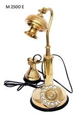 Antique Reproduction Brass Candlestick Telephone Rotary Dial Home Office Decor picture