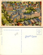 Pittsburgh PA Aerial View Of West Penn. Hospital Postcard 61519 picture