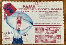 Shriners Placemat - Albright vs Gettysburg College Pretzel Bowl Benefit Game '62 picture