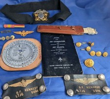 Historical Korean War USN Res Pilot Log Book Lot Wings Name Tag Jet Computer Pin picture