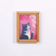 Cat Fridge Magnet – Smoking Cat Art picture