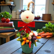 Vintage 1968 Kitsch Onion Head Lady Flower Pot Anthropomorphic Veggie Hong Kong picture