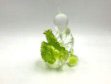 Liuli Gongfang GLASS GREEN/WHITE Baby on Lettuce Signed Liuli 2006 #858/200/2800 picture