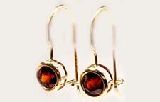 19thC Antique 1¼ct Bavaria Red Spessart+10k Gold Earrings Ancient Rome Carbuncle picture