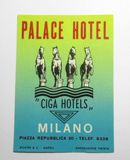Original Vintage Palace Hotel Milano Italy Luggage Label Mid-Century CIGA picture