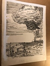 Rare Original Published Signed Illustration Art Oscar Cesare 30s Communism MN #2 picture