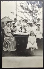 Antique RPPC Outdoor Family Gathering Women & Children Group Portrait c1910s picture