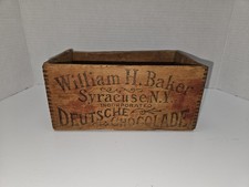 William H Baker Sweet Chocolate Advertising Wooden Crate Syrarcuse NY Vintage picture