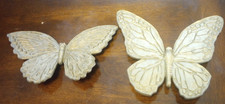 Homco Gold Plastic Butterfles Wall Decor  w hooks T7040 & T7041 MCM VTG picture