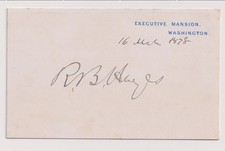 Rutherford B. Hayes signed and dated Executive Mansion card picture