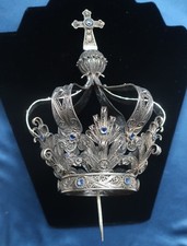 Exquisite Antique Sacred Art filigree SILVER crown for religious statue SPAIN picture