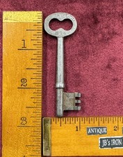 🌿 🗝️ Vintage Lockwood Solid Steel Skeleton Key UNIQUE Antique #B74 picture