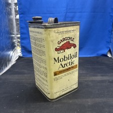 GARGOYLE MOBILOIL ARCTIC (MEDIUM) MOTOR OIL ONE GALLON SQUARE METAL CAN A3B picture