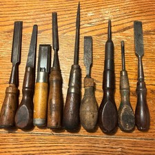 Vintage Woodworking Tools Job Lot of 9 Wood Chisels picture