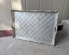 Vintage 1940s Mexican Art Deco Tin Over Wood Serving Tray Embossed Diamond 25