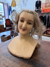 1900s Antique Wax Mannequin Head - French Store Display - Vintage Female Bust AR picture