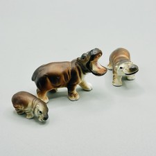 Set of 3 Miniature Pygmy Hippo Family Figurines Excellent Hippopotamuses picture