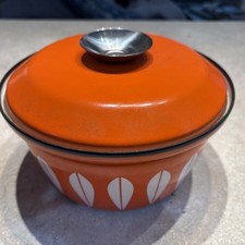 Vintage Cathrinholm Orange Enamel Dutch Oven MCM picture