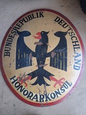 Bundesrepublik Deutschland Honorarkonsul German Eagle Round Metal Sign Gas & Oil picture