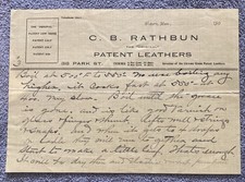c1905 Woburn Mass Patent Leathers CB Rathburn Inventor Chrome Leathers Recipe picture