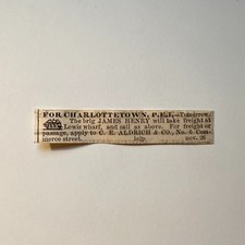 C. E. Aldrich & Co. For Charlottetown 1860 Boston Ad 5AK9-S52 picture